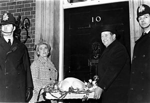 Charlie and Jean Wood presented a turkey on behalf of the British Turkey Federation to the Prime Minister of the day Harold Wilson in 1968. 