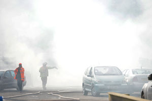 Firefighters battling the blaze at Recycling Lives