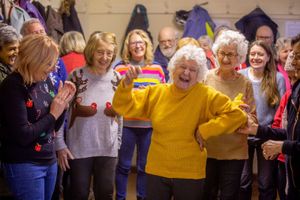 Joan was delighted to get her Yellow Jersey from friends and family