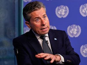 UN humanitarian chief Tom Fletcher responds to questions during an interview with The Associated Press at United Nations headquarters