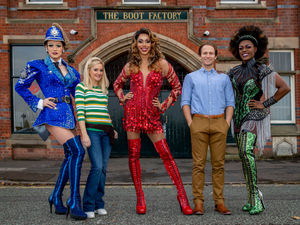 Supporting image for story: Kinky Boots cast strut to Wolverhampton Boot Factory - in pictures