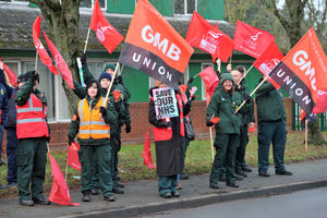 Ambulance strike at the Dudley hub, in Burton Road