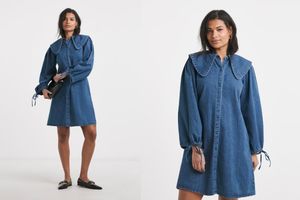 Mid Blue Oversized Collar Denim Dress £48
