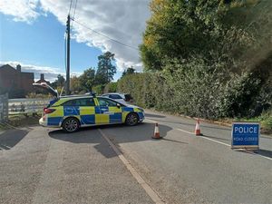 Supporting image for story: Road closed near Shropshire town after car collides with lamppost and push bike 