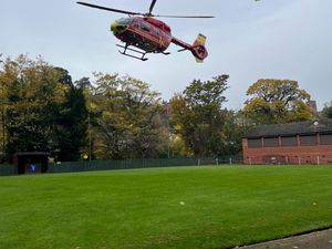 Supporting image for story: Air ambulance helicopter responding to Bridgnorth 'incident' lands on town bowling green