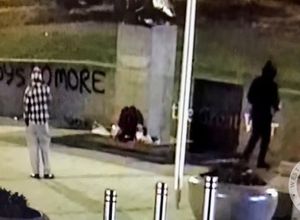 Supporting image for story: CCTV appeal to trace Sikh soldier statue graffiti vandals 