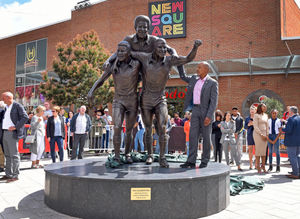Brendon Batson unveiled this statue honouring West Brom's trailblazing black players known as the Three Degrees featuring Brendon, Laurie Cunningham and Cyrille Regis 