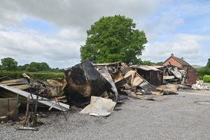 The fire at Wenlock Edge Farm Shop in May