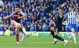 Aston Villa's John McGinn shoots at goal 