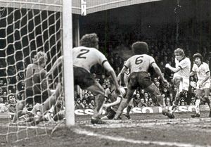 Player-boss Graham Turner shoots for goal during the famous FA Cup quarter-final of 1979