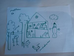 Matthew, who is 12, included his favourite toys, climbing ropes, food and his comfy in his artwork, highlighting the special things that mean 'home' to him. The drawing was created as part of a Barnardo's campaign to raise awareness of the urgent need for foster carers across the UK