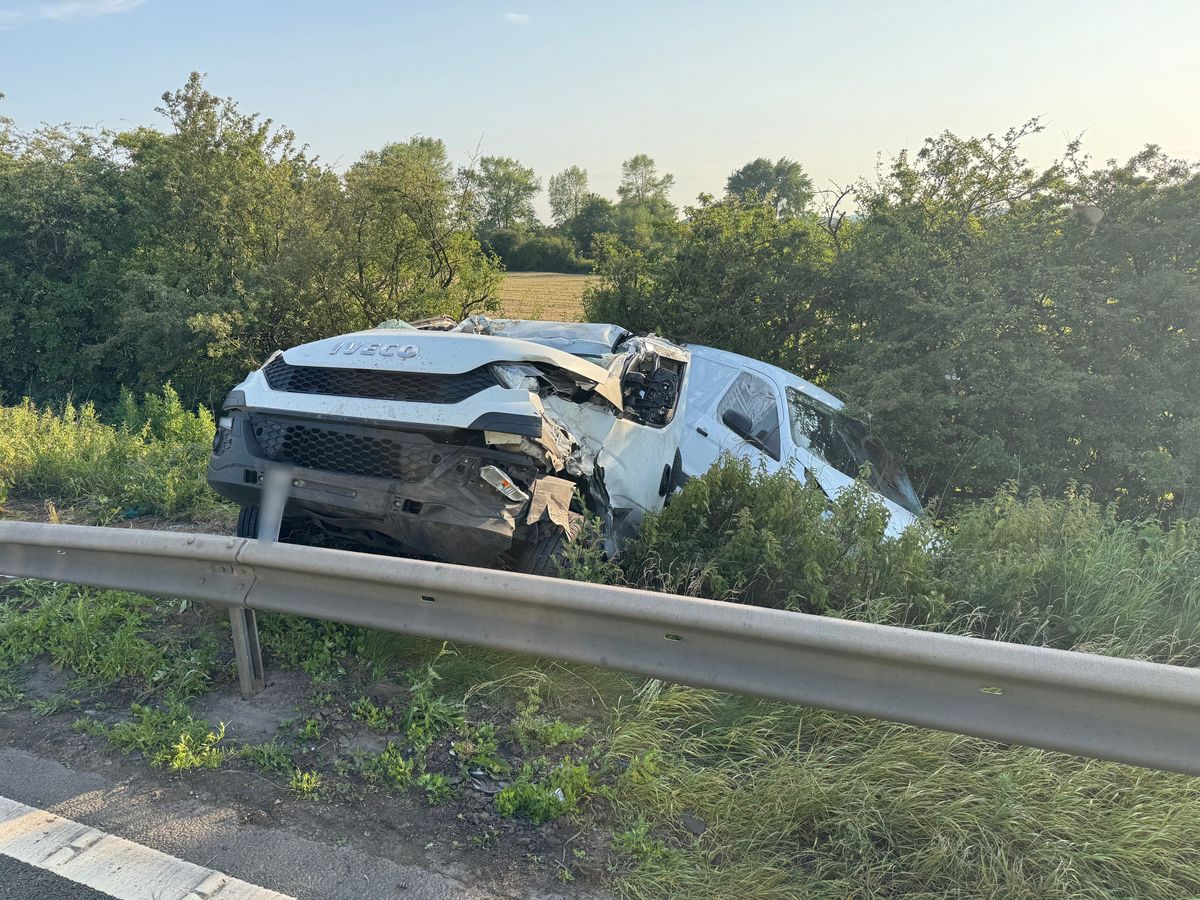 Recovery truck left on side of motorway after collision on M6 near Stone