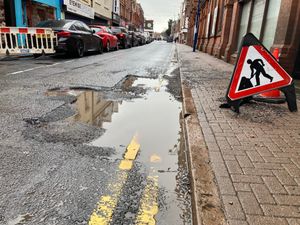 The on Pothole Market Street, Stourbridge which is now being repaired. Picture Martyn Smith/LDRS free for LDRS use