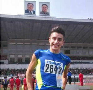 Stafford runner Will Marks after winning the marathon in North Korea