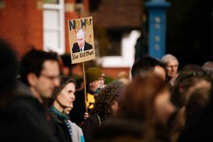 Banners condemning Russian President Vladimir Putin were also on show