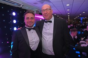 BUSINESS COPYRIGHT NATIONAL WORLD TIM STURGESS 13/11/24.  Ladder for the Black Country  Apprentice Awards 2024 .The Richardson Suite at West Bromwich Football Club. Pictured,John Statham and Ian Hemsley.