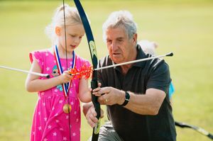 Six-year-old Emmie MacDonald from Market Drayton had a go at the archery