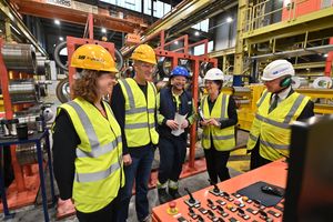 Business Secretary Peter Kyle and West Bromwich MP Sarah Coombes, left, are shown around William KIng by team leader Gary Tripicchio, in blue hat, managing director Rachel Graville and chairman Michael Worley