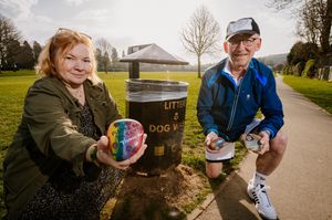 Telford Street Champion Paul Kalinauckas with Hazel Clarke and Maisie the dog