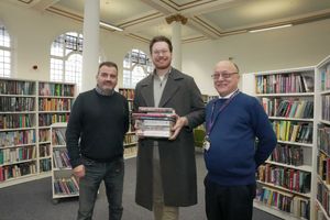 (L-R): James Coton (Speller Metcalfe Project Manager), Councillor Chris Burden (Wolverhampton Council Cabinet Member for City Development, Jobs and Skills) and Robert Johnson (Central Library Chief Librarian) at the newly refurbished Adult Lending Library