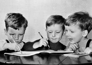 December 1966: 'The most important letter of the year for three little boys at Bayston Hill was written and posted yesterday - up the chimney. Like millions of children the world over, Stuart, David and Jonathan, the Wellings triplets, wrote their requests to Father Christmas, but for them their list includes birthday presents, for they were born on Christmas Eve three years ago. A double, triple celebration...' 