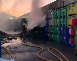 The fire at the facility in Wednesbury. Image: West Midlands Fire Service