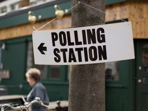 A polling station sign in north London