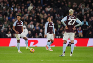 Dejected Aston Villa players after Brighton equalise