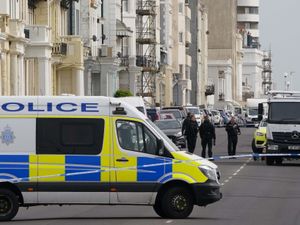 Emergency services at the scene on the A259 Marina as residents were evacuated after police declared a major incident following the discovery of 'explosive' chemicals at a property in St Leonards, East Sussex