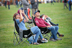 Visitors watching the skies at the Weston Park Airshow International