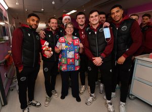 Walsall FC players visit Walsall Manor Hospital.With Michelle Phillips.