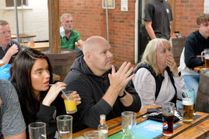 England fans at The Old Bush Inn, Albrighton 