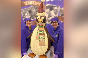 Supporting image for story: Cadbury World creates NINE STONE chocolate penguin