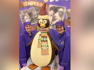 Supporting image for story: Cadbury World creates NINE STONE chocolate penguin
