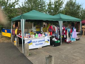 The stall at the Apley Farm Shops Classic Motor day where the group raised £250