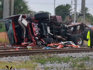 Supporting image for story: Firefighters and passengers hurt after train hits fire truck on crossing