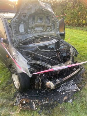 The wrecked car. Photo: Market Drayton Fire Station