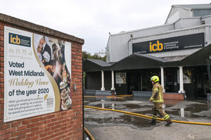 West Midlands Fire Service are tackling a large fire inside Wolverhampton's International Conference and Banqueting Centre. Photo: SnapperSK