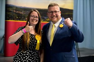 Lib Dems Sarah Syrda and Thomas Janke were delighted after winning seats in Newport.