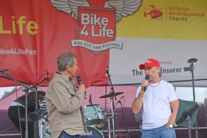 Bike4Life 2025. On stage (right) is former motorcycle racer Carl Fogarty MBE