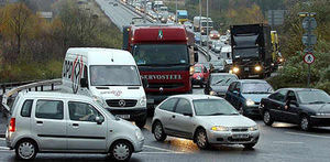 There was traffic chaos today when two cars crashed during rush hour, partly blocking one of the Black Country's busiest roundabouts.