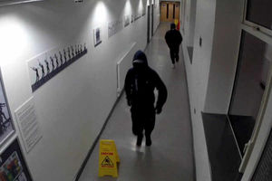 The thieves climbed through broken glass and smashed into a cupboard