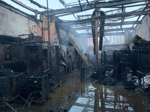 The blaze has caused significant damage to the building. Photo: West Midlands Fire Service