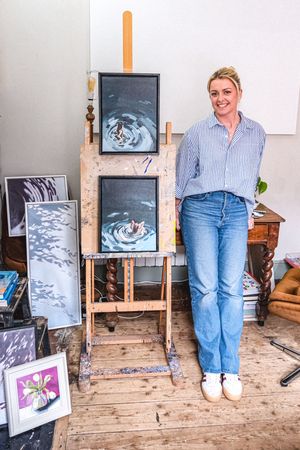 Meg Ward - Pictured with a selection of pieces on show at Swan Hill Studio