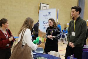 Ellie Campbell of Keele University talking to students