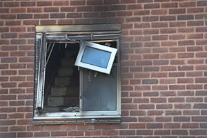 The fire damage in the flat was clear to see