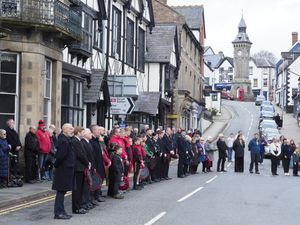 The crowds at Knighton’s Remembrance Day service.  jimsaunders.co.uk