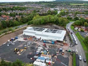 Supporting image for story: Sky high drone footage shows Telford Lidl take shape as roadworks are due to end