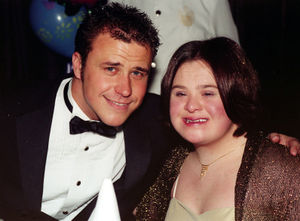 Craig Phillips with family friend, Down's syndrome sufferer, Joanne Harris in 2001