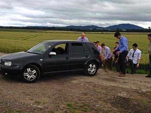 Supporting image for story: Shropshire wedding party step in to aid family stuck in ditch on way to Hoo Farm